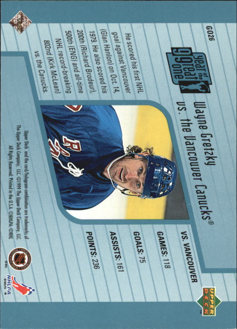 1998-99 Upper Deck Year of the Great One #GO26 Wayne Gretzky back image