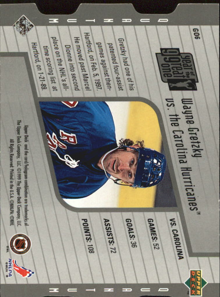 1998-99 Upper Deck Year of the Great One Quantum 1 #GO6 Wayne Gretzky back image