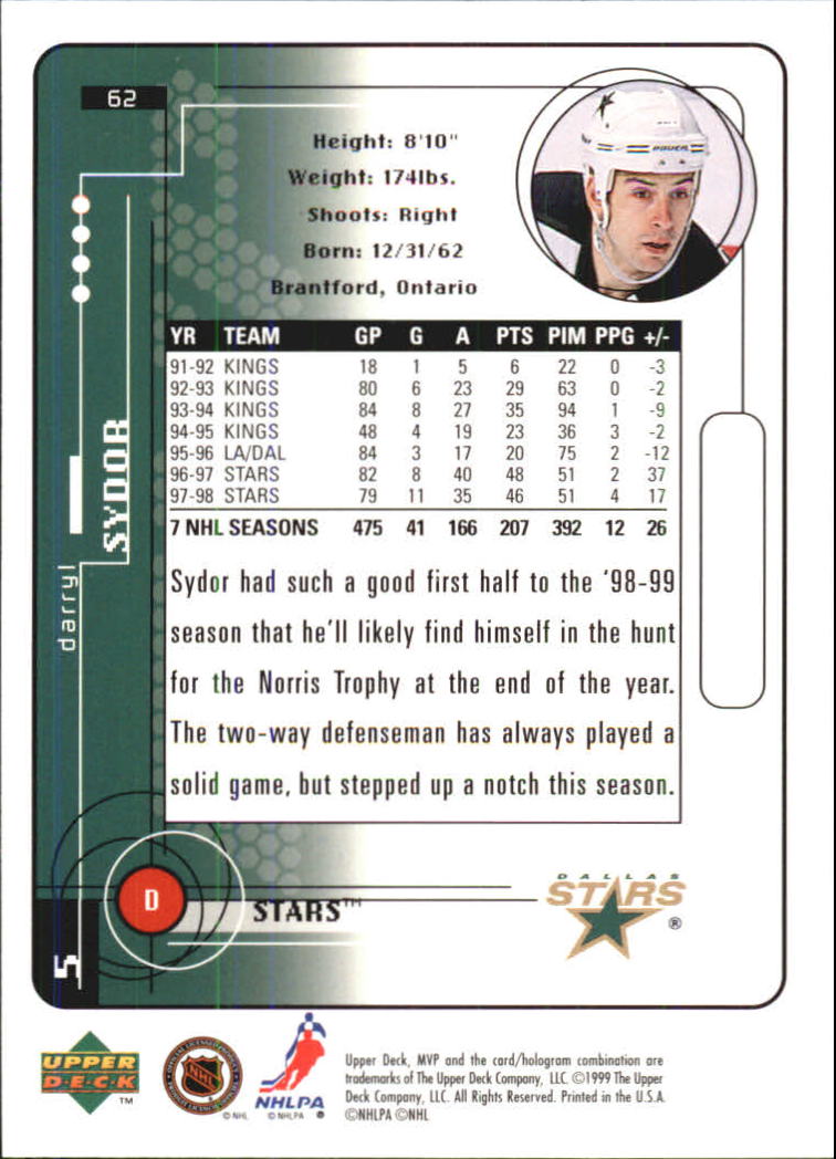 1998-99 Upper Deck MVP #62 Darryl Sydor back image