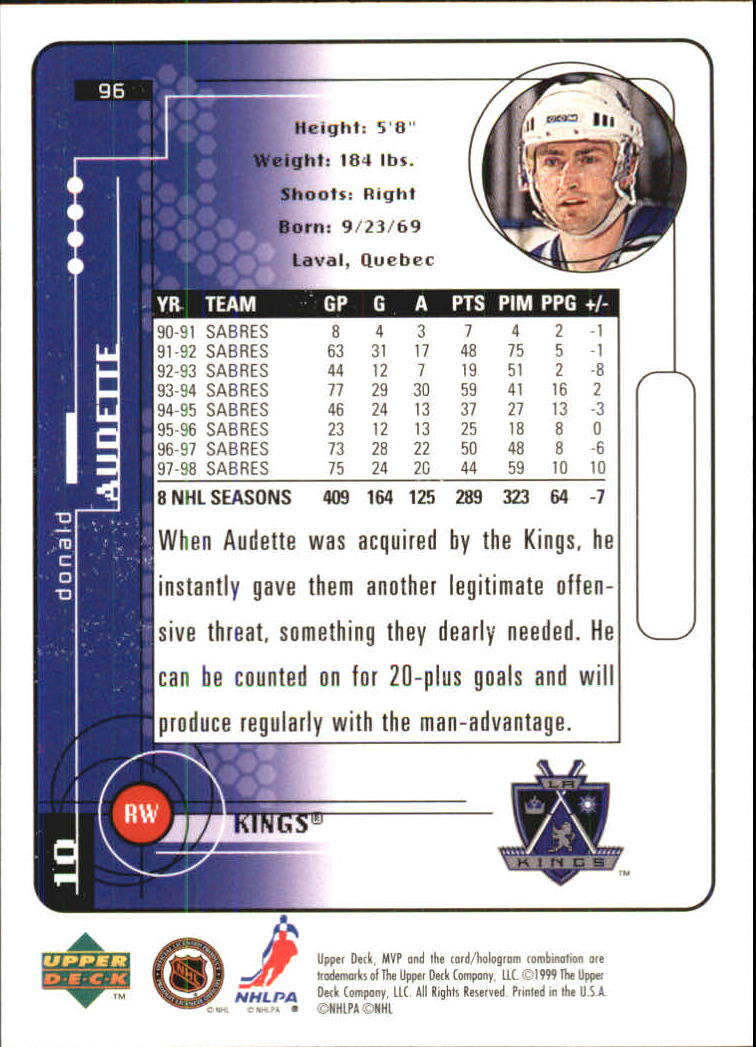 A2307- 1998-99 Upper Deck MVP Hk 1-220 + Einsätze -du Pick- 15 + Gratis US - Bild 193 von 441