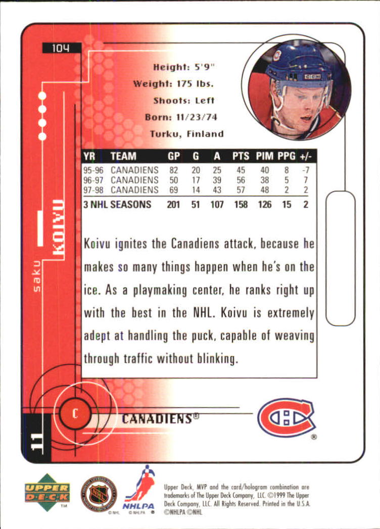 A2307- 1998-99 Upper Deck MVP Hk 1-220 + Einsätze -du Pick- 15 + Gratis US - Bild 209 von 441
