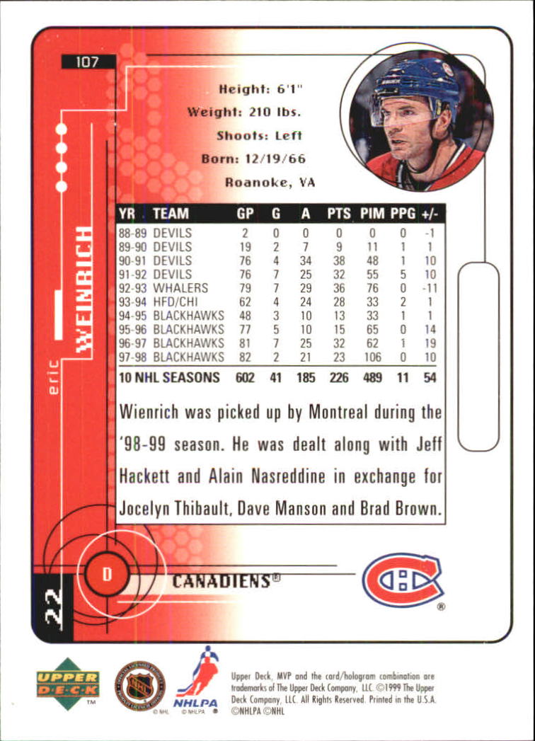 A2307- 1998-99 Upper Deck MVP Hk 1-220 + Einsätze -du Pick- 15 + Gratis US - Bild 215 von 441
