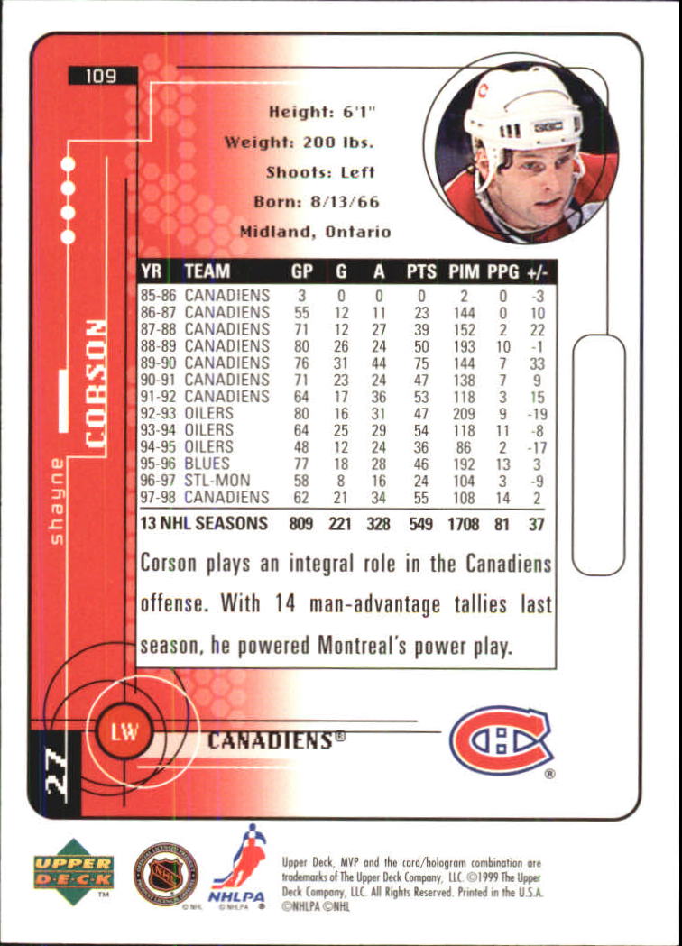 A2307- 1998-99 Upper Deck MVP Hk 1-220 + Einsätze -du Pick- 15 + Gratis US - Bild 219 von 441