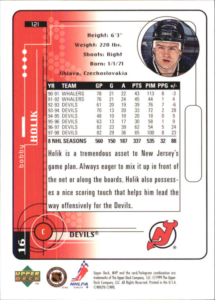 1998-99 Upper Deck MVP #121 Bobby Holik back image