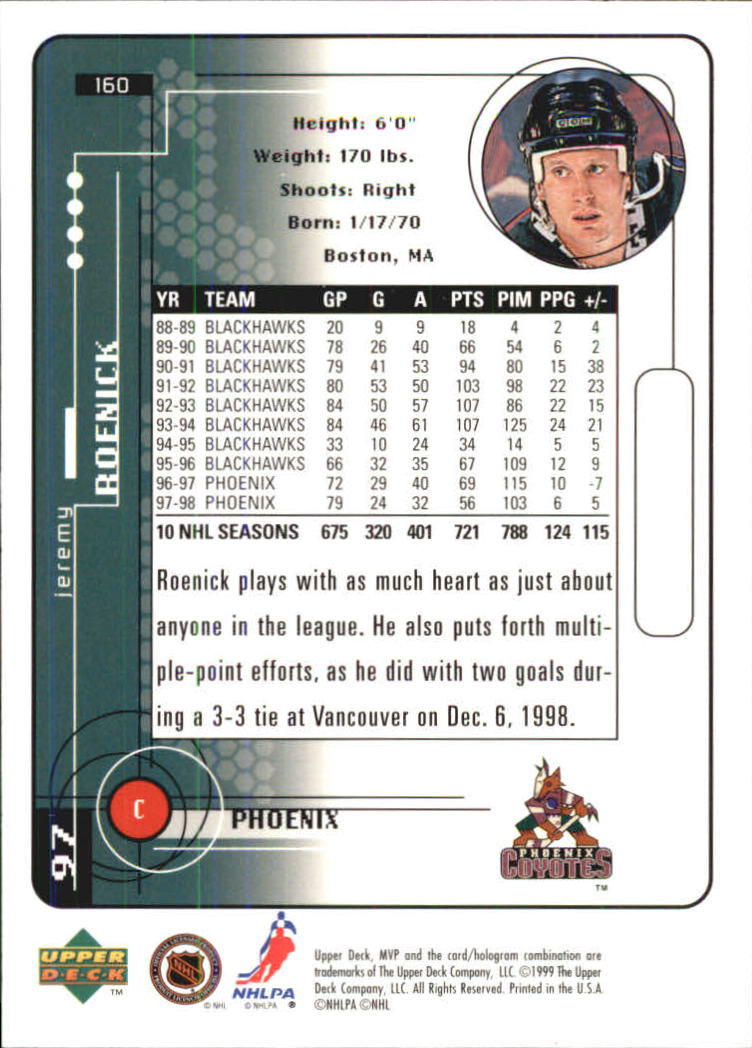 A2307- 1998-99 Upper Deck MVP Hk 1-220 + Einsätze -du Pick- 15 + Gratis US - Bild 319 von 441