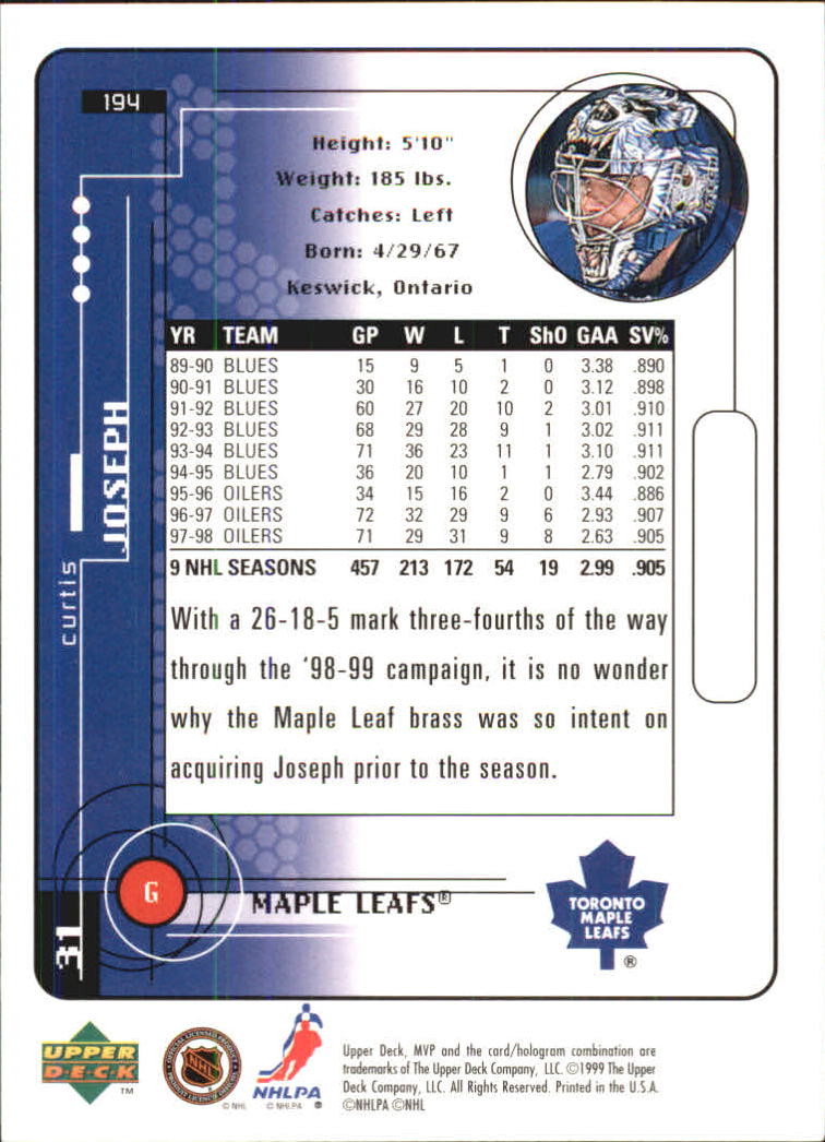 A2307- 1998-99 Upper Deck MVP Hk 1-220 + Einsätze -du Pick- 15 + Gratis US - Bild 387 von 441