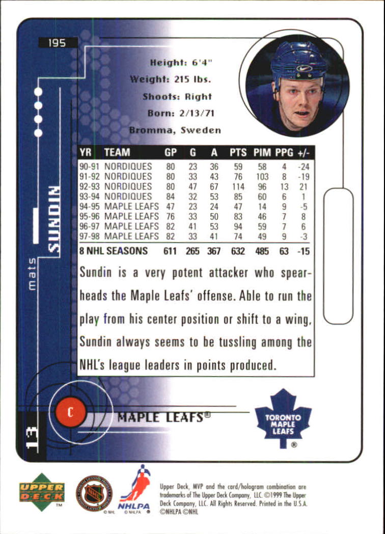 A2307- 1998-99 Upper Deck MVP Hk 1-220 + Einsätze -du Pick- 15 + Gratis US - Bild 389 von 441