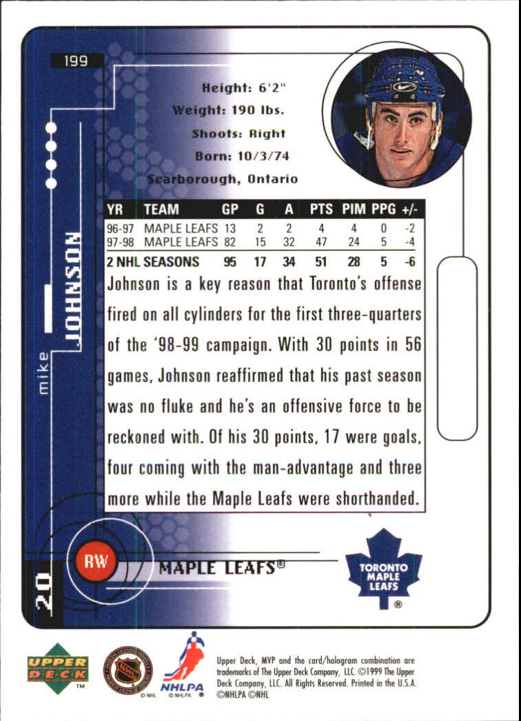 A2307- 1998-99 Upper Deck MVP Hk 1-220 + Einsätze -du Pick- 15 + Gratis US - Bild 397 von 441