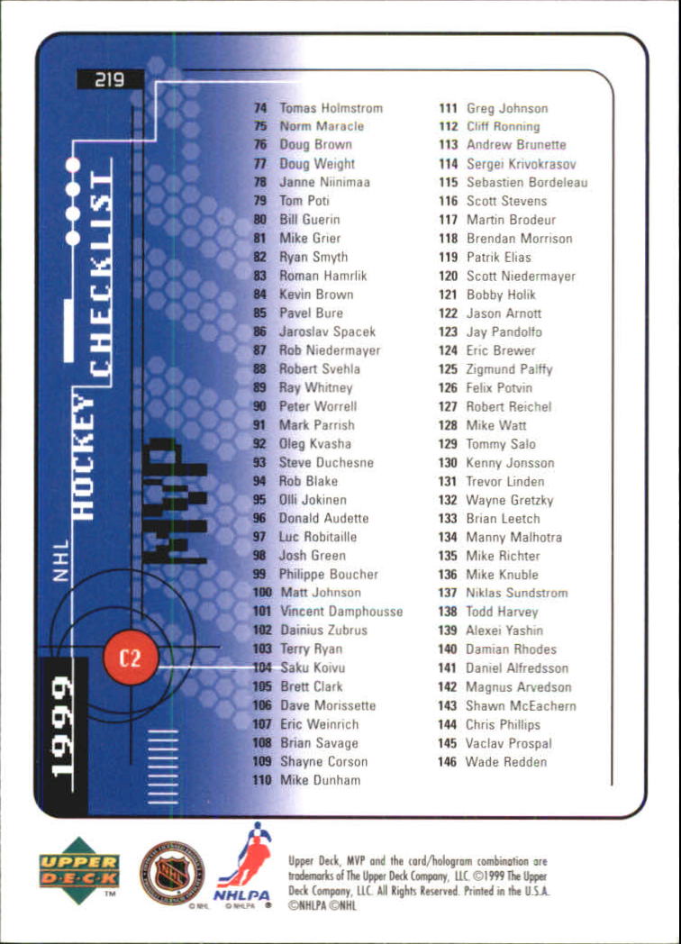 1998-99 Upper Deck MVP #219 Wayne Gretzky CL back image