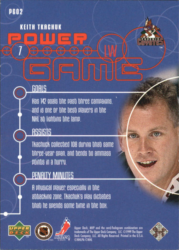 1998-99 Upper Deck MVP Power Game #PG2 Keith Tkachuk back image