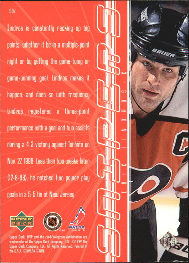 1998-99 Upper Deck MVP Snipers #S7 Eric Lindros back image