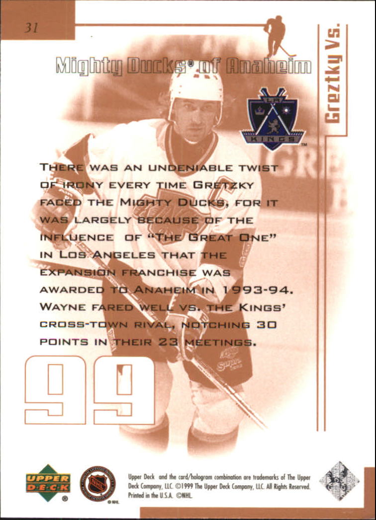 1999 Wayne Gretzky Living Legend #31 Wayne Gretzky Anaheim back image