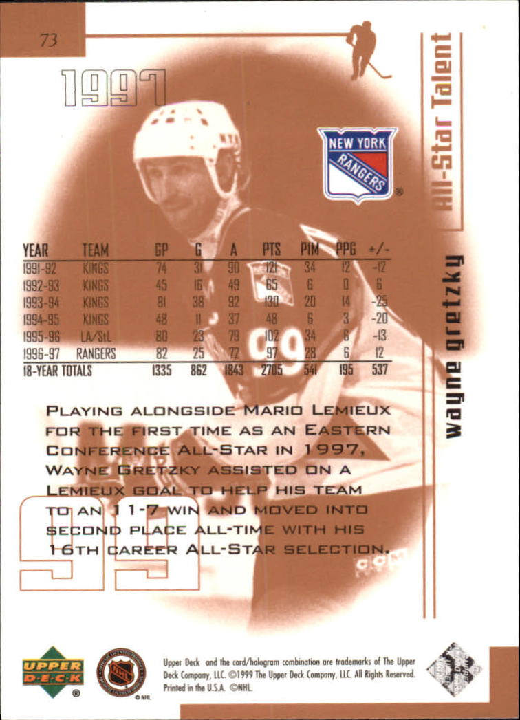 1999 Wayne Gretzky Living Legend #73 Wayne Gretzky 1997 back image