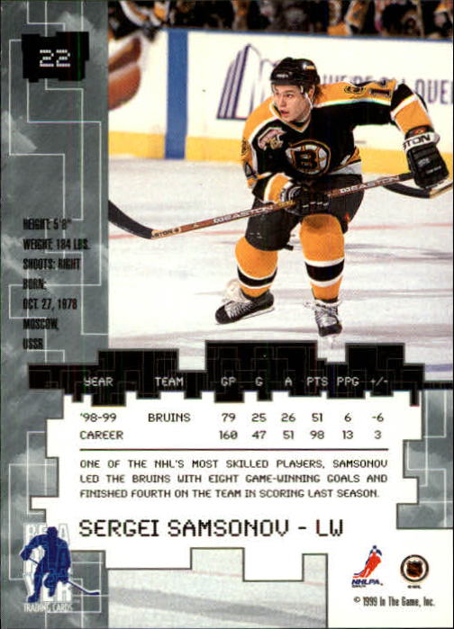 1999-00 BAP Millennium #22 Sergei Samsonov back image