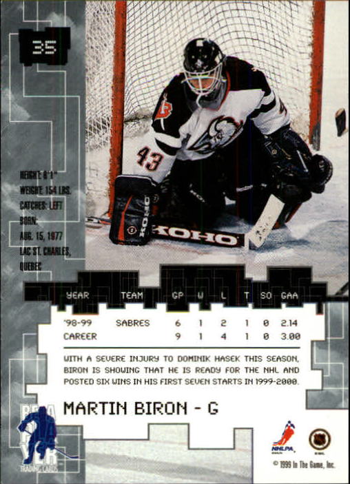 1999-00 BAP Millennium #35 Martin Biron back image