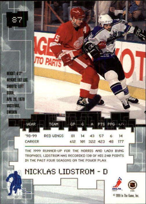 1999-00 BAP Millennium #87 Nicklas Lidstrom back image