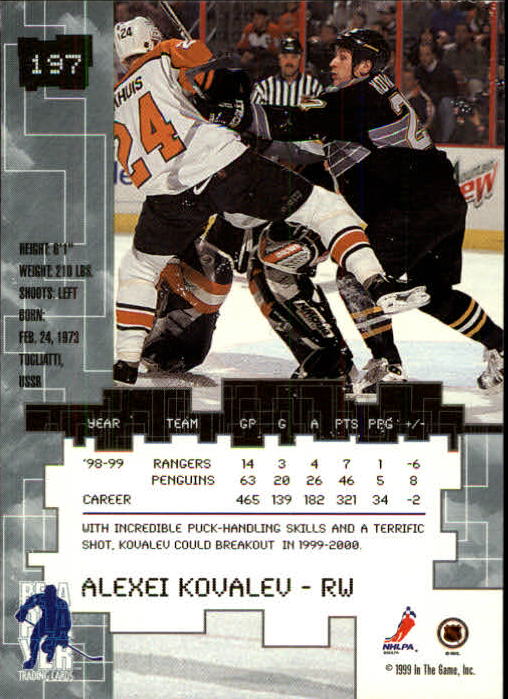 1999-00 BAP Millennium #197 Alexei Kovalev back image