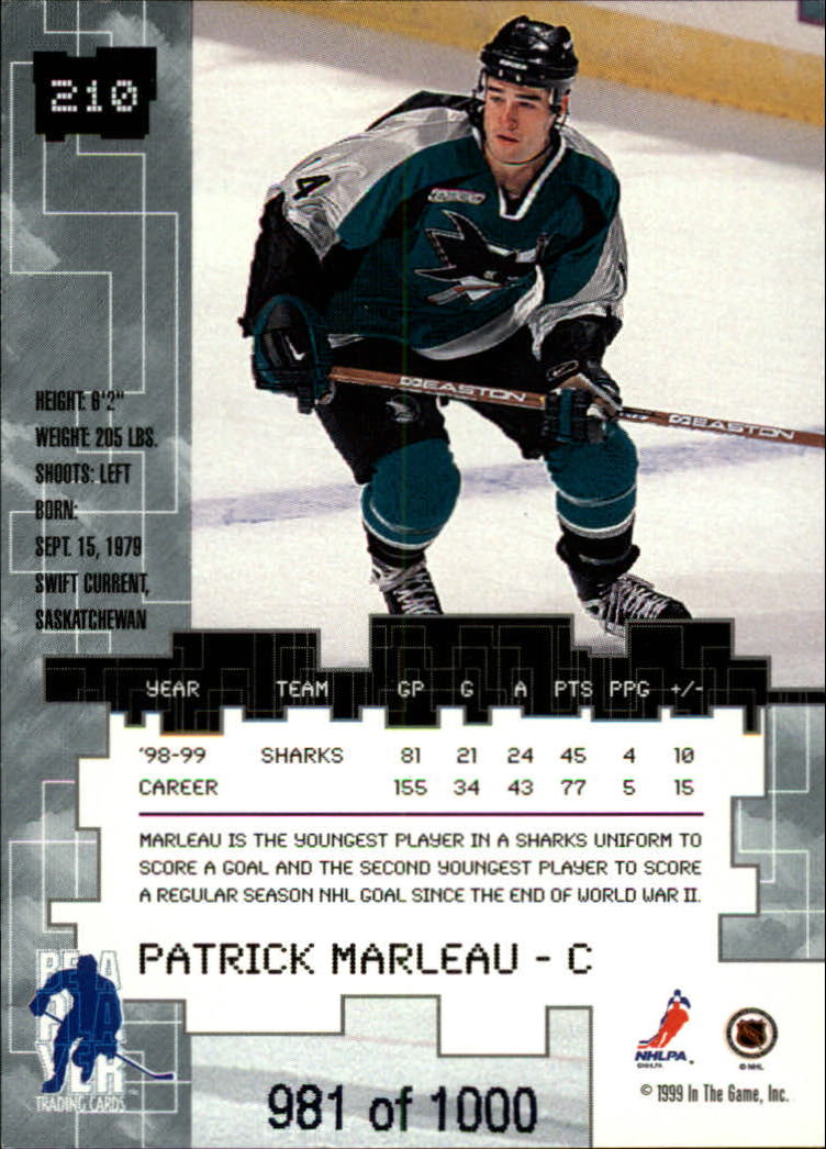 1999-00 BAP Millennium Ruby #210 Patrick Marleau back image