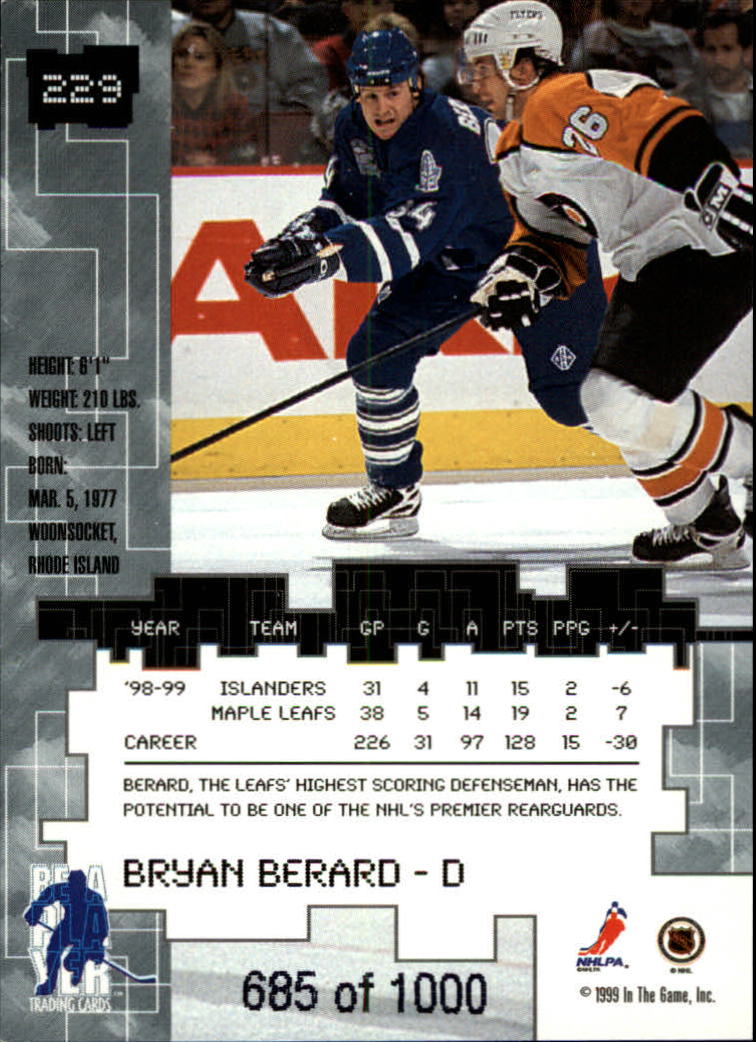 1999-00 BAP Millennium Ruby #229 Bryan Berard back image