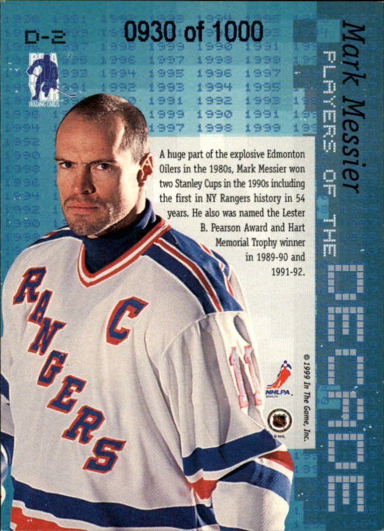 1999-00 BAP Millennium Players of the Decade #D2 Mark Messier back image