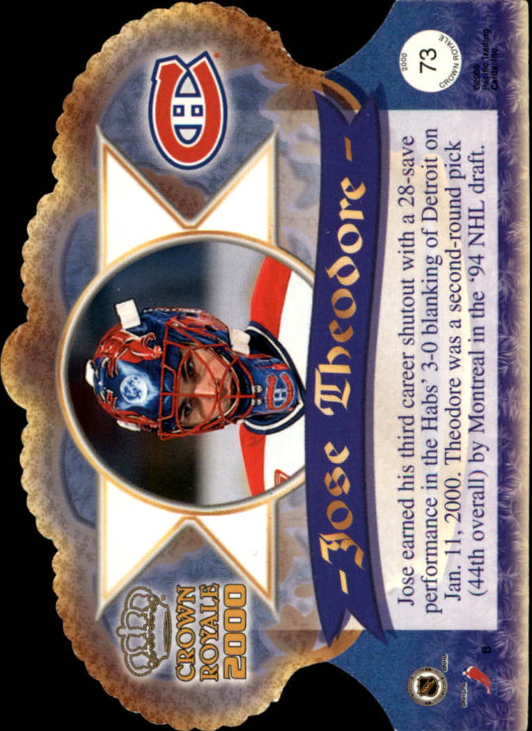 1999-00 Crown Royale #73 Jose Theodore back image