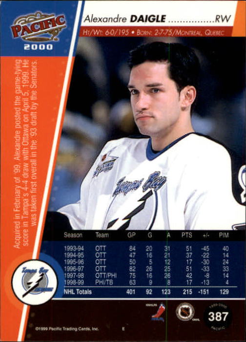 A5566- 1999-00 Pacific Hockey #s 251-450 +Inserts -You Pick- 15+ FREE US SHIP - Picture 209 of 371