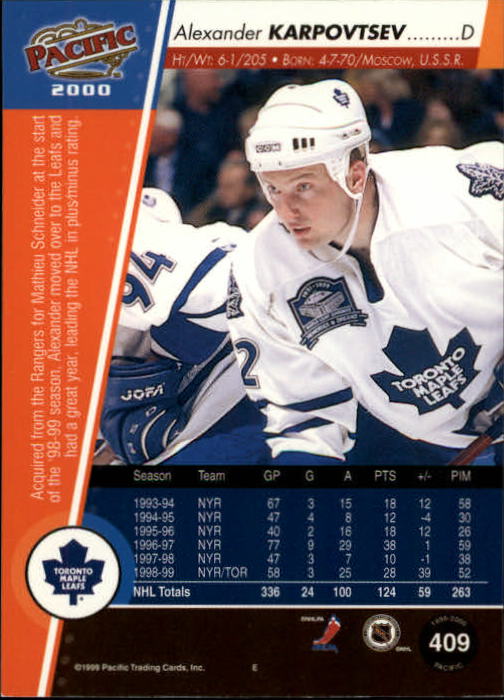 A5566- 1999-00 Pacific Hockey #s 251-450 +Inserts -You Pick- 15+ FREE US SHIP - Picture 245 of 371