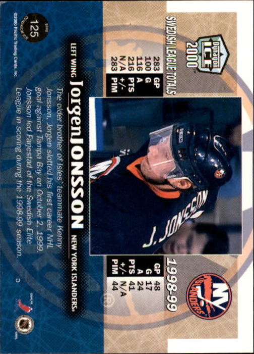 1999-00 Pacific Dynagon Ice #125 Jorgen Jonsson RC back image