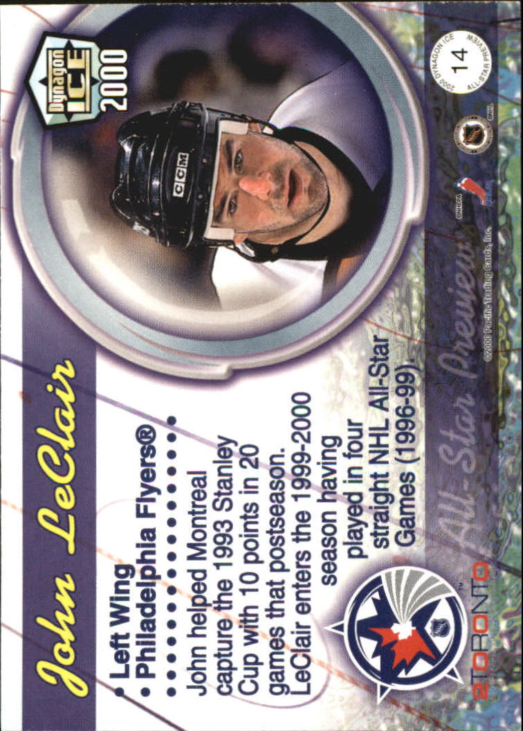 1999-00 Pacific Dynagon Ice 2000 All-Star Preview #14 John LeClair back image