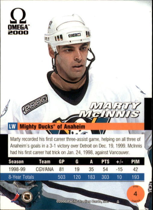 1999-00 Pacific Omega #4 Marty McInnis back image