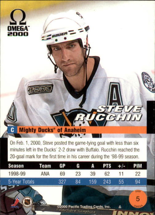 1999-00 Pacific Omega #5 Steve Rucchin back image
