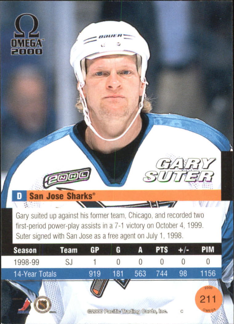 1999-00 Pacific Omega Gold #211 Gary Suter back image