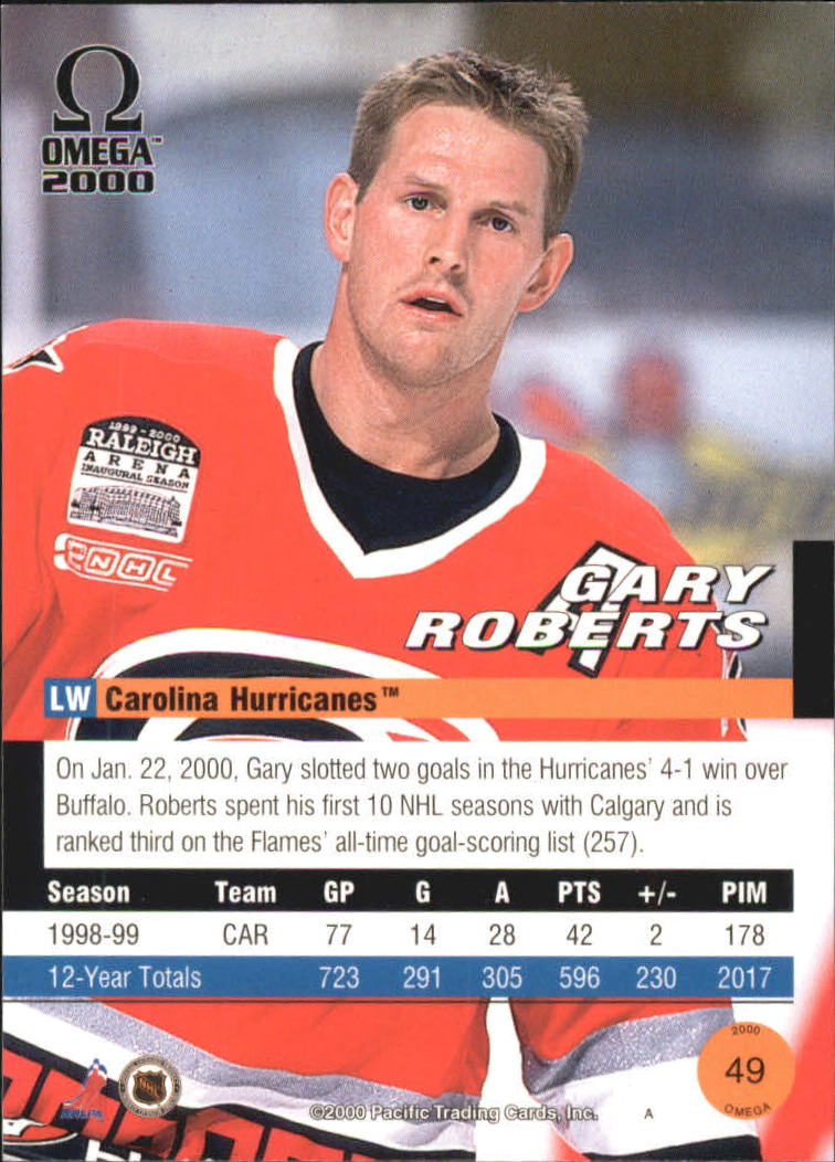 1999-00 Pacific Omega Premiere Date #49 Gary Roberts back image
