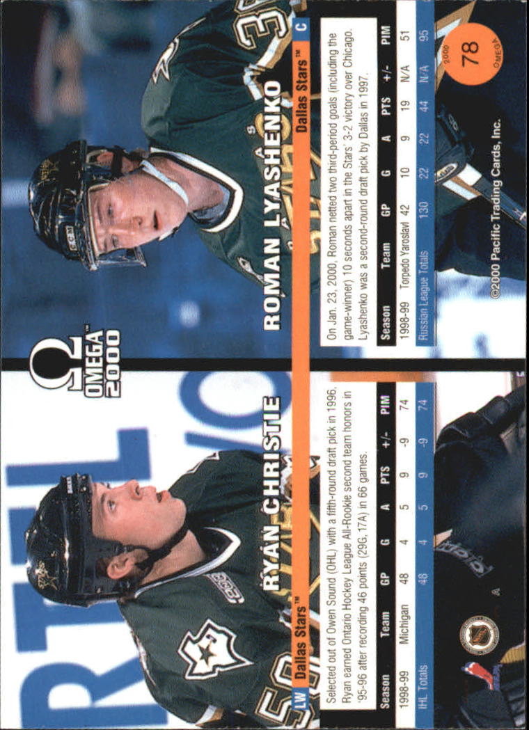 1999-00 Pacific Omega Premiere Date #78 R.Christie/R.Lyashenko back image
