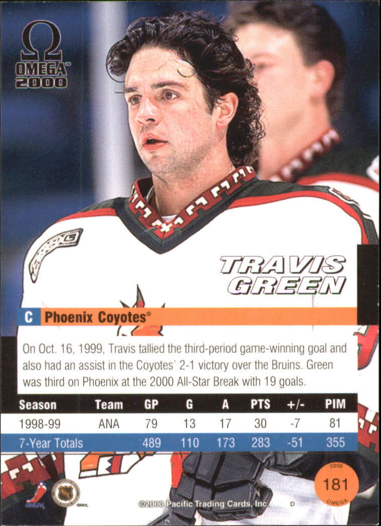 1999-00 Pacific Omega Premiere Date #181 Travis Green back image