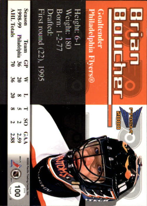 1999-00 Pacific Prism #100 Brian Boucher back image