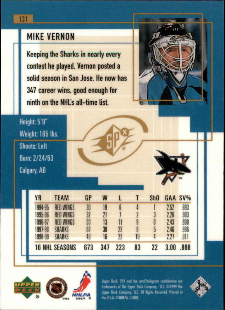 1999-00 SPx #131 Mike Vernon back image