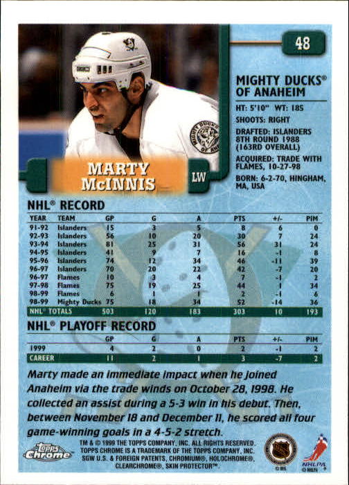 1999-00 Topps #48 Marty McInnis back image