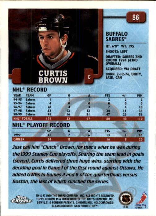 1999-00 Topps Chrome #86 Curtis Brown back image