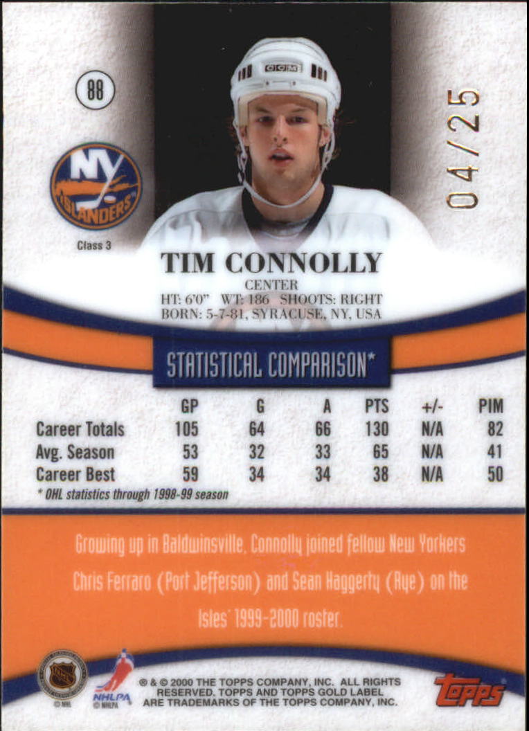 1999-00 Topps Gold Label Class 3 Red #88 Tim Connolly back image