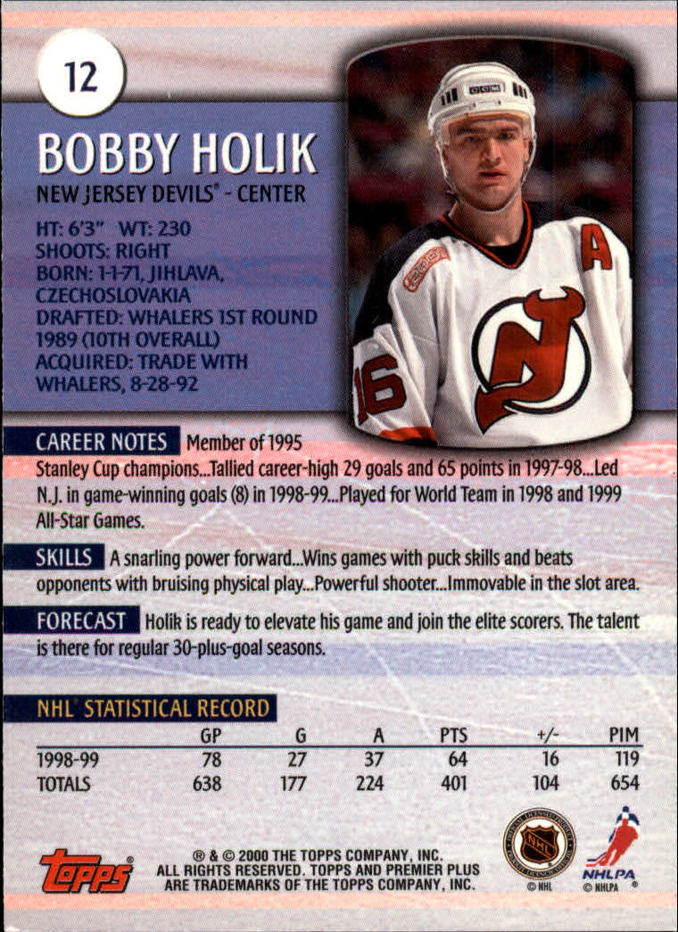 1999-00 Topps Premier Plus #12 Bobby Holik back image