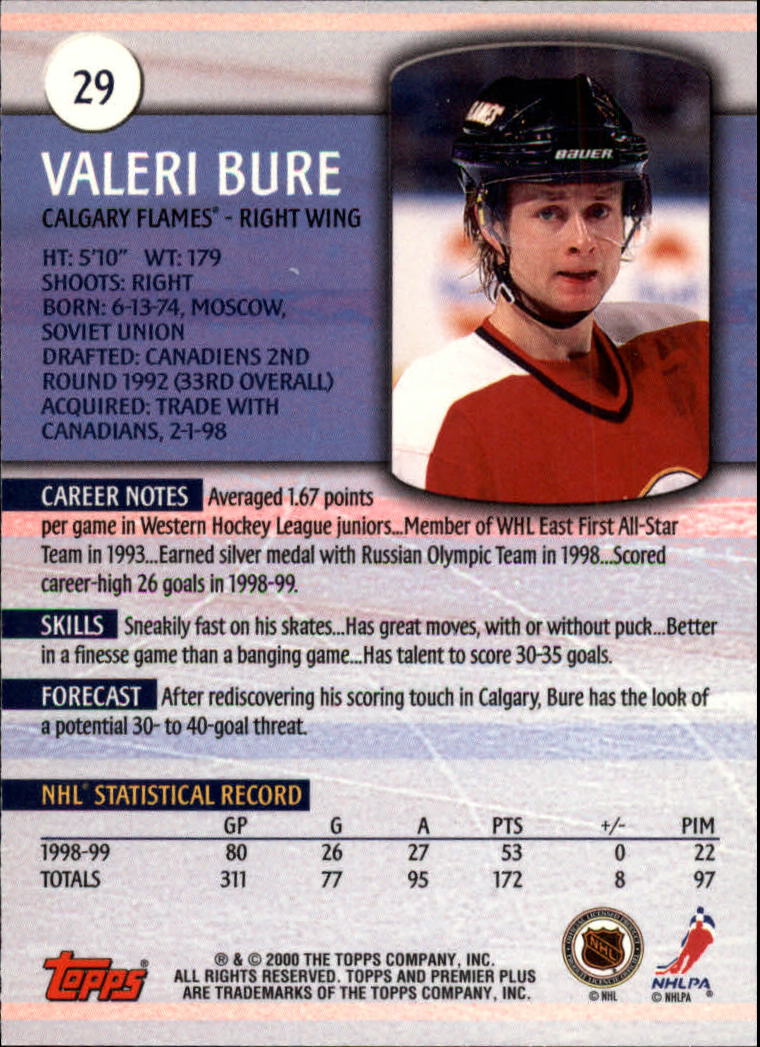 1999-00 Topps Premier Plus #29 Valeri Bure back image