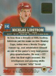 1999-00 Topps Premier Plus Game Pieces #GPNL Nicklas Lidstrom J back image