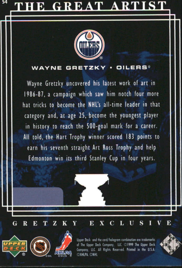 1999-00 Upper Deck Gretzky Exclusives #54 Wayne Gretzky back image
