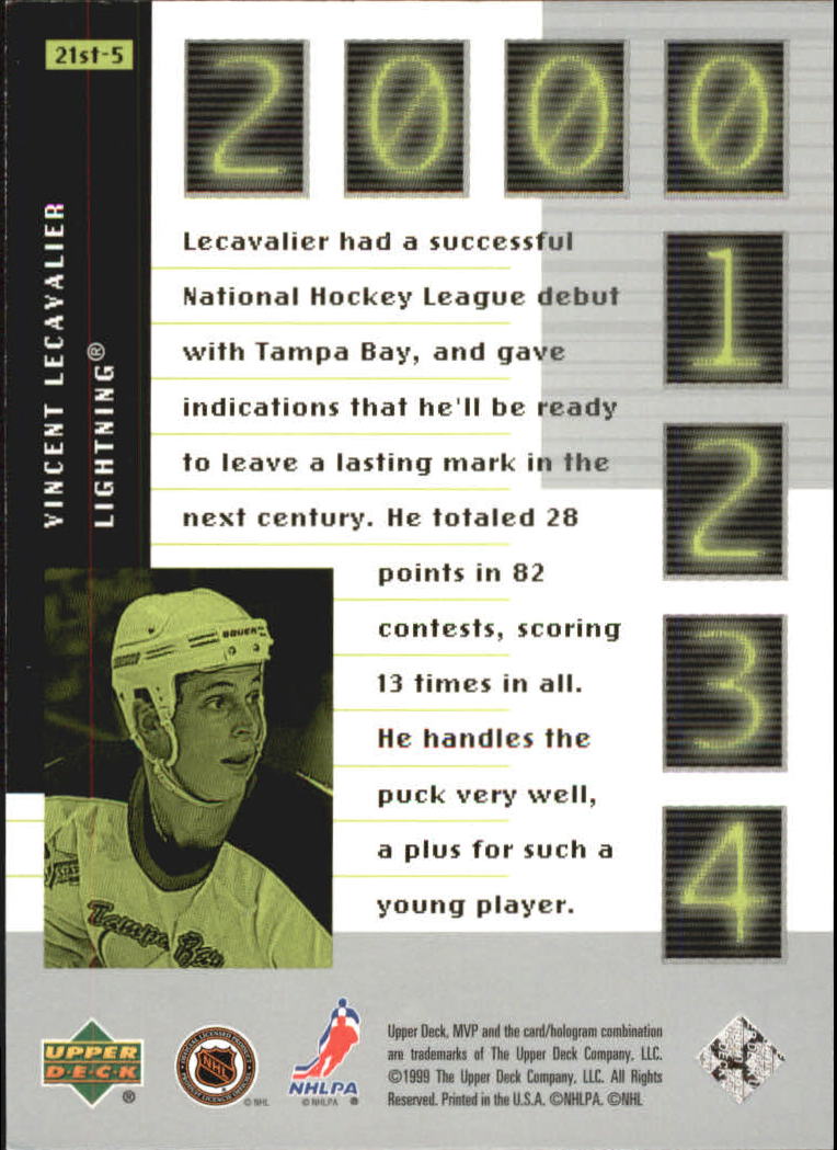 1999-00 Upper Deck MVP 21st Century NHL #5 Vincent Lecavalier back image