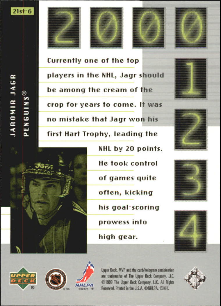 1999-00 Upper Deck MVP 21st Century NHL #6 Jaromir Jagr back image