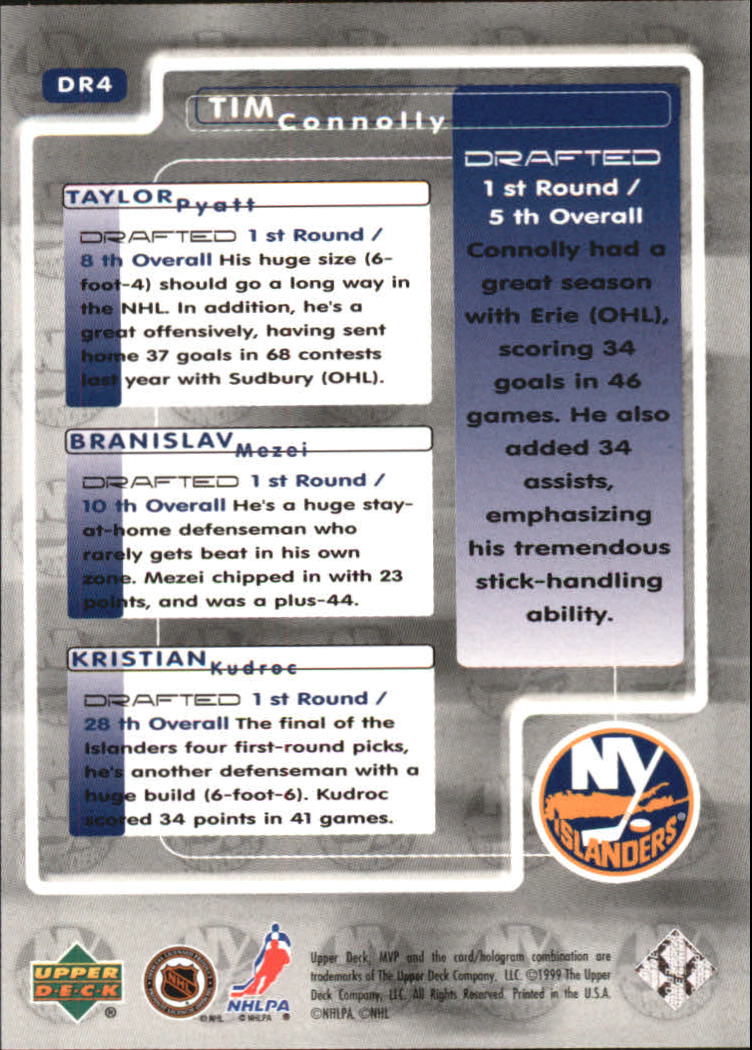 1999-00 Upper Deck MVP Draft Report #DR4 Eric Brewer/(Tim Connolly named on back) back image