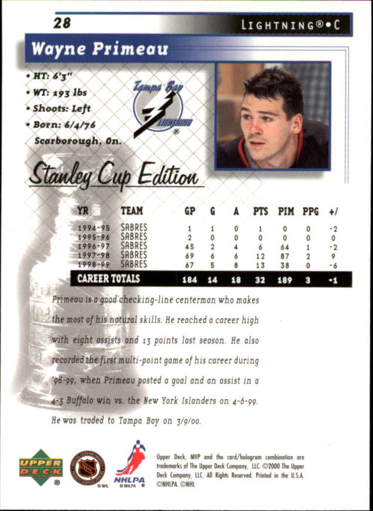 1999-00 Upper Deck MVP Stanley Cup Edition - #9 Ed Ward