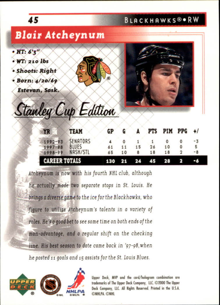 1999-00 Upper Deck MVP Stanley Cup Edition - #9 Ed Ward