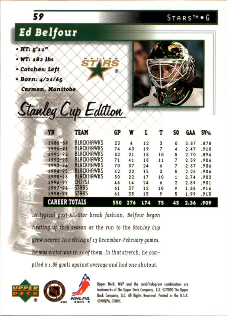 1999-00 Upper Deck MVP Stanley Cup Edition - #9 Ed Ward